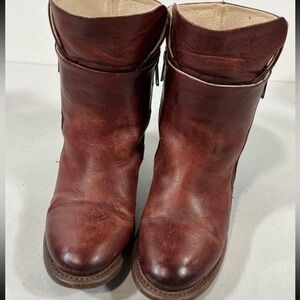 Vintage Freebird Clip Double Zip Leather Stacked Heeled Ankle Boots Size 9